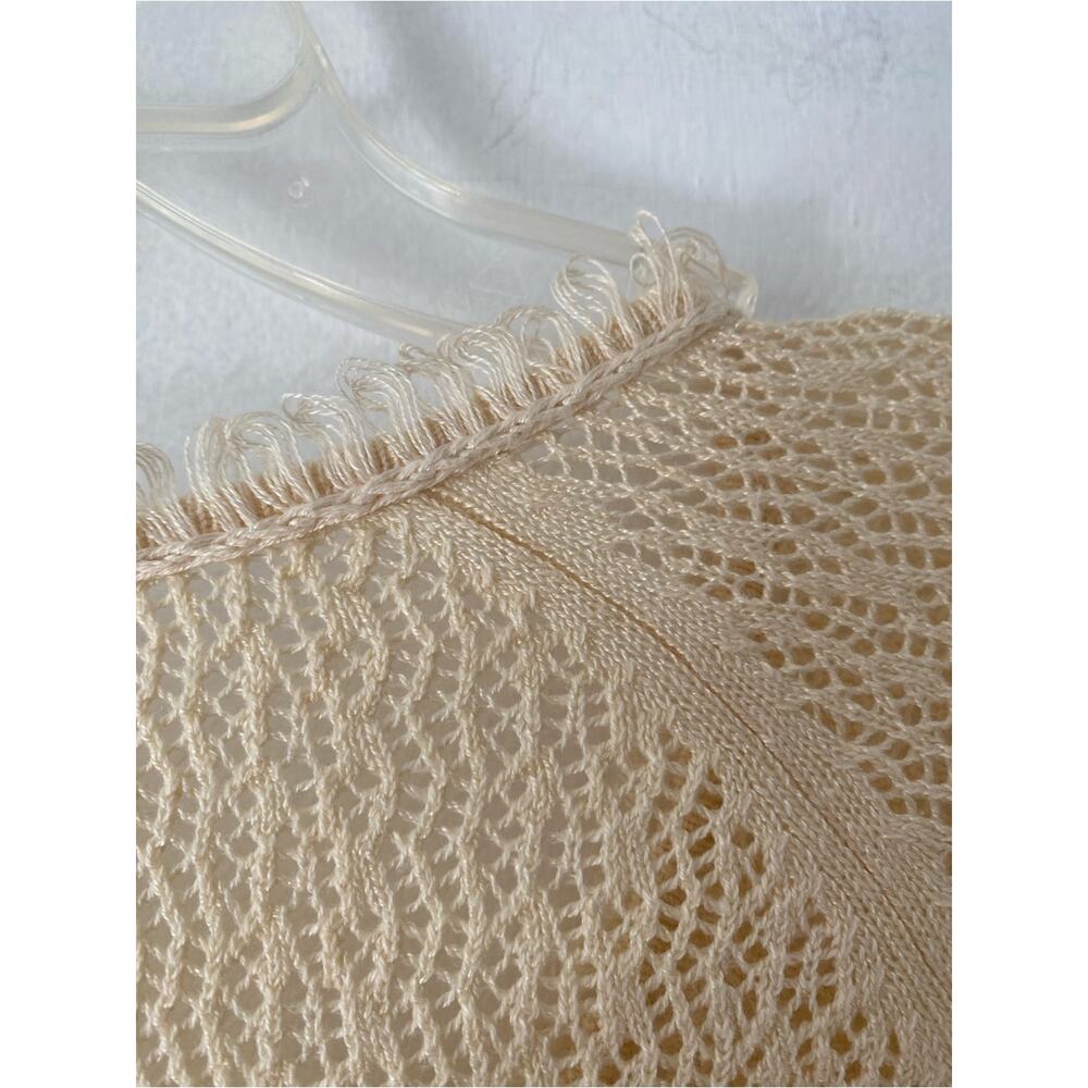 Vintage Sigrid Olsen Linen Blend Crochet Flower Cardigan Cream Sweater medium - Picture 6 of 8